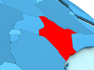 Image showing Kenya in red on blue globe