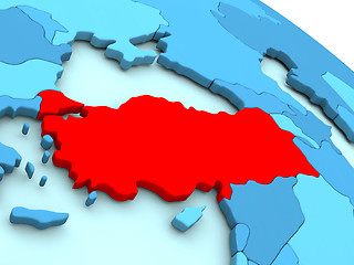 Image showing Turkey in red on blue globe