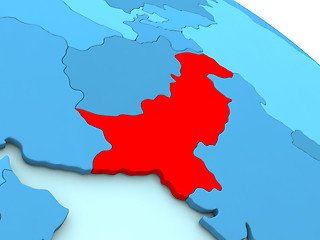 Image showing Pakistan in red on blue globe