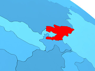 Image showing Kyrgyzstan in red on blue globe