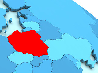 Image showing Poland in red on blue globe