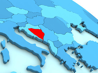 Image showing Bosnia in red on blue globe