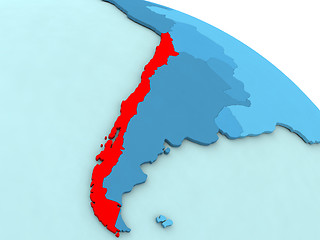 Image showing Chile in red on blue globe