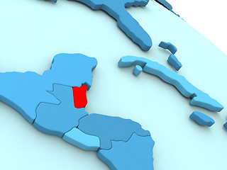 Image showing Belize in red on blue globe