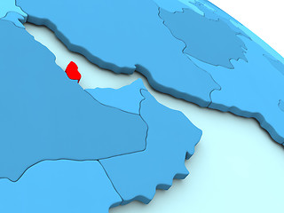Image showing Qatar in red on blue globe