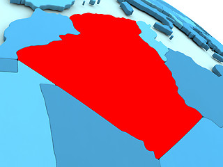 Image showing Algeria in red on blue globe