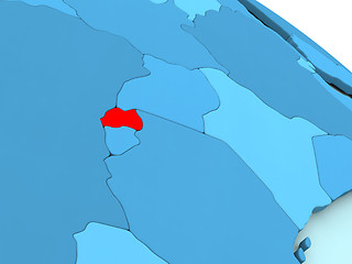 Image showing Rwanda in red on blue globe