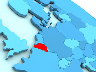 Image showing Belgium in red on blue globe