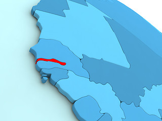 Image showing Gambia in red on blue globe