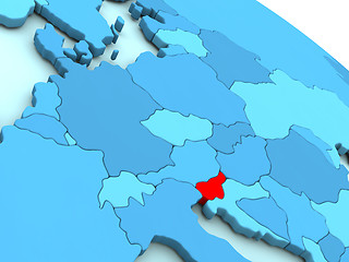 Image showing Slovenia in red on blue globe