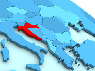 Image showing Croatia in red on blue globe