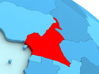 Image showing Cameroon in red on blue globe