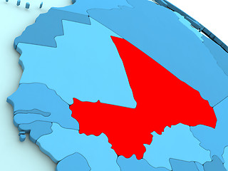Image showing Mali in red on blue globe