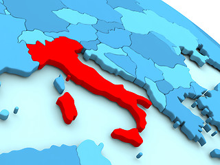 Image showing Italy in red on blue globe