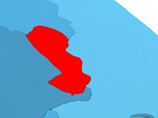 Image showing Paraguay in red on blue globe