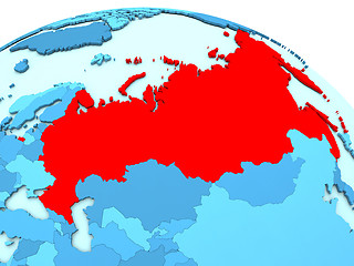 Image showing Russia in red on blue globe