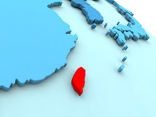 Image showing Taiwan in red on blue globe