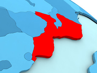 Image showing Mozambique in red on blue globe