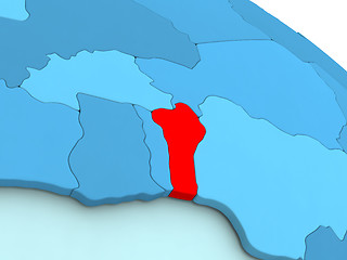 Image showing Benin in red on blue globe