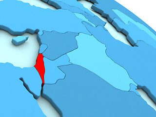 Image showing Israel in red on blue globe