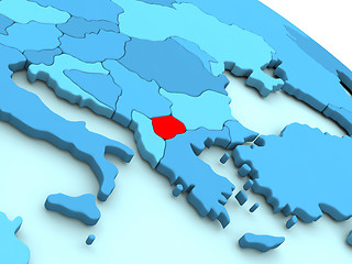 Image showing Macedonia in red on blue globe