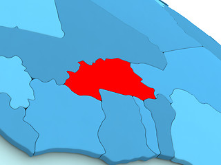 Image showing Burkina Faso in red on blue globe