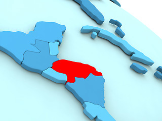 Image showing Honduras in red on blue globe