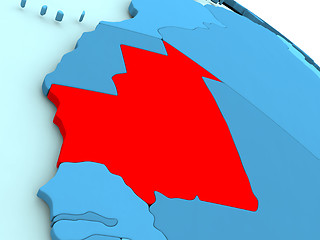 Image showing Mauritania in red on blue globe