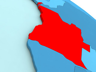 Image showing Angola in red on blue globe
