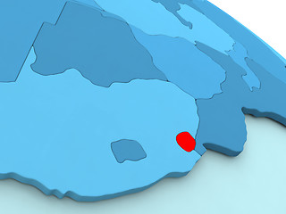 Image showing Swaziland in red on blue globe