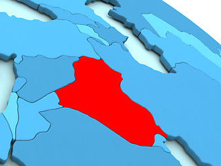 Image showing Iraq in red on blue globe