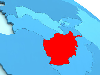 Image showing Afghanistan in red on blue globe
