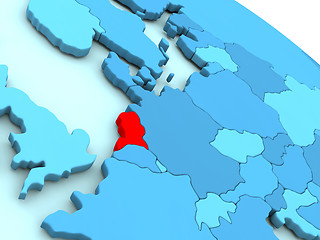 Image showing Netherlands in red on blue globe