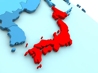 Image showing Japan in red on blue globe