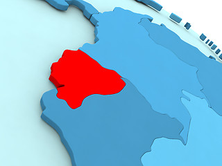 Image showing Ecuador in red on blue globe