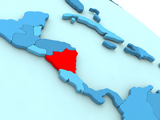 Image showing Nicaragua in red on blue globe