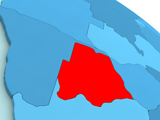 Image showing Botswana in red on blue globe