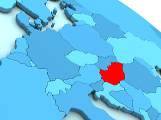 Image showing Hungary in red on blue globe
