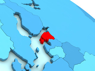 Image showing Estonia in red on blue globe