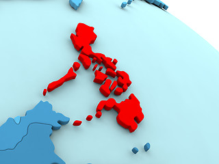 Image showing Philippines in red on blue globe