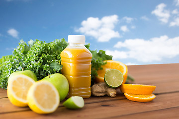 Image showing bottle with orange juice, fruits and vegetables