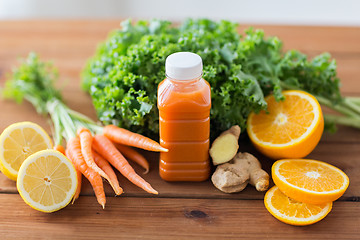 Image showing bottle with carrot juice, fruits and vegetables