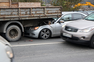 Image showing crash Mercedes car and truck
