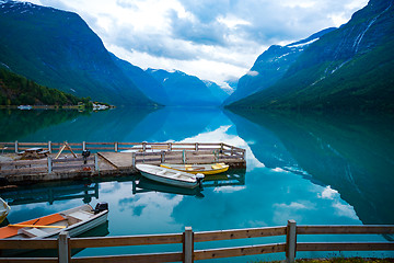 Image showing lovatnet lake Beautiful Nature Norway.