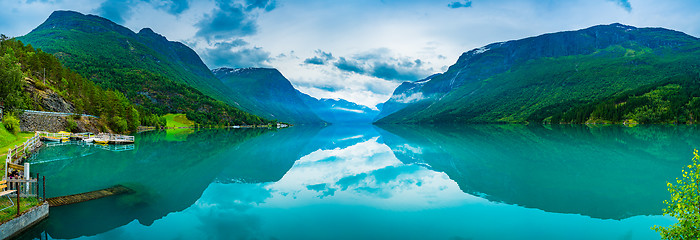 Image showing lovatnet lake Beautiful Nature Norway.