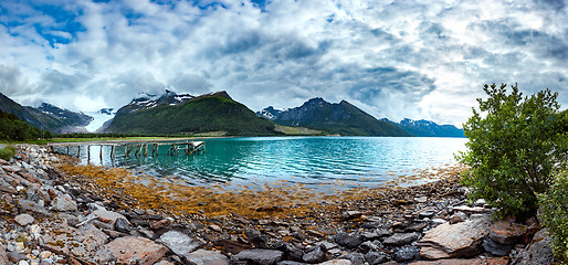 Image showing Panorama Glacier on the viewing platform. Svartisen Glacier in N