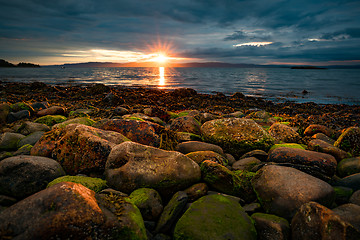 Image showing Sunset over the sea in Norway