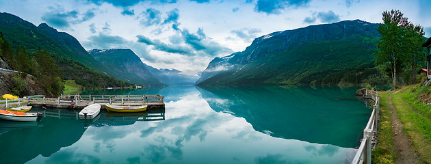 Image showing lovatnet lake Beautiful Nature Norway.