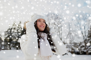 Image showing happy woman outdoors in winter