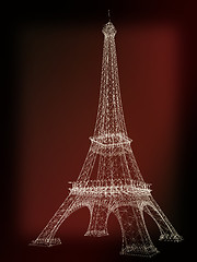 Image showing 3d Eiffel Tower render. 3D illustration. Vintage style.